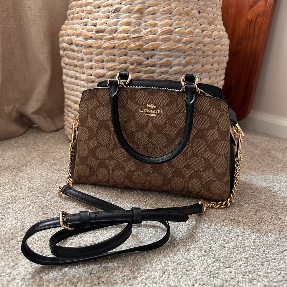 Coach Signature Brown and Black Purse
